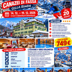  Predvianočná lyžovačka - Canazei:  v  srdci  Dolomitov  a  Selarondy 14.12.-19.12.2026