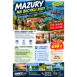 Mazury na bicykli – krajina tisícich jazier 24. 6. – 30. 6. 2027 a 1. 9. – 7. 9. 2027.